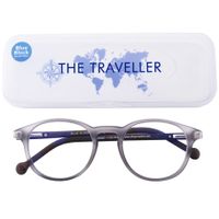 Traveller Jet 2 Blue Block Reading Glasses Grey +3.00